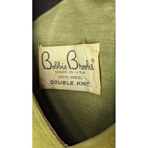 Vintage Bobbie Brooks 100% Wool Double Knit Green Dress Size 8 - Picture 3 of 5